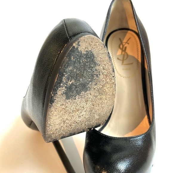 YSL Tribtoo Black-Embossed Leather Platform Pumps - Picture 5 of 11